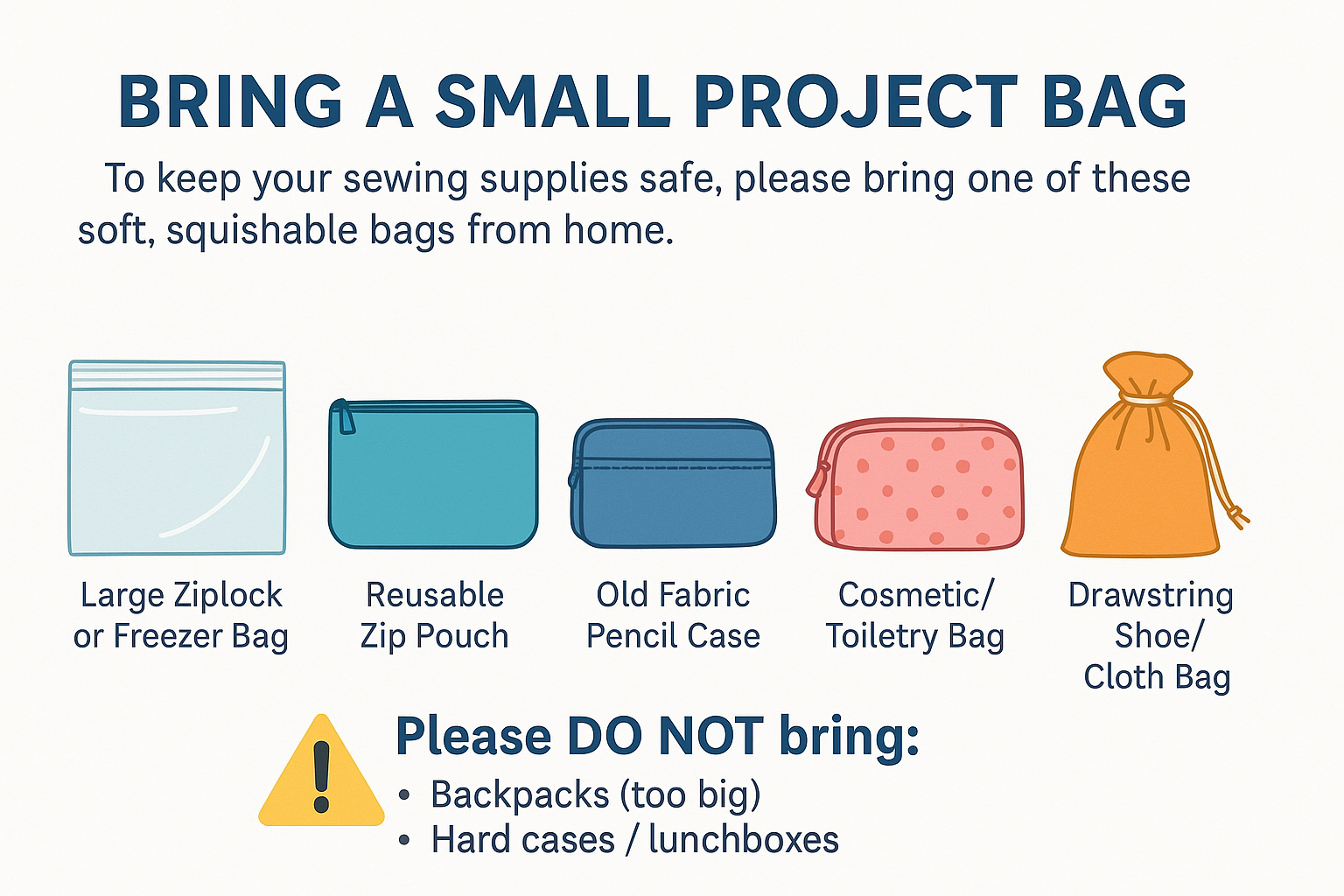 Supplies storage bag ideas